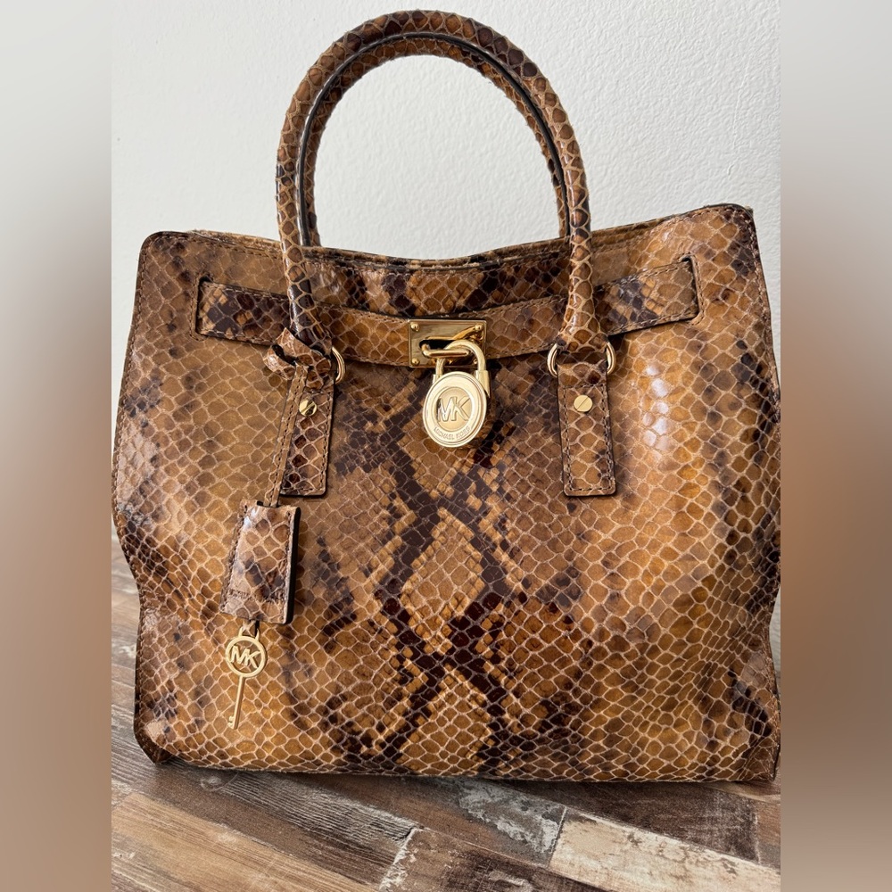 Michael Kors 
 Hamilton Large Snakeskin Satchel
